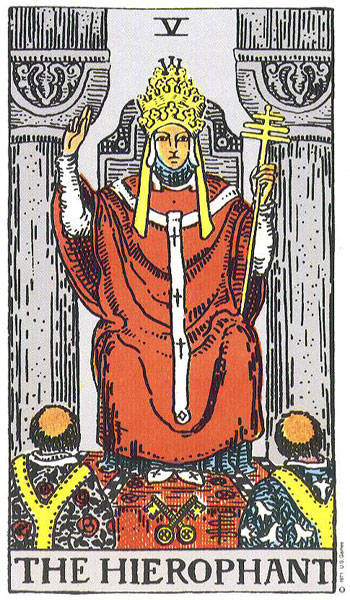 The Hierophant tarot card (Rider-Waite-Smith)