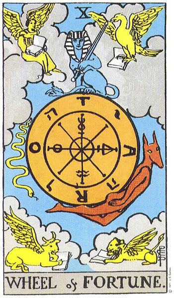 Wheel of Fortune tarot card (Rider-Waite-Smith)