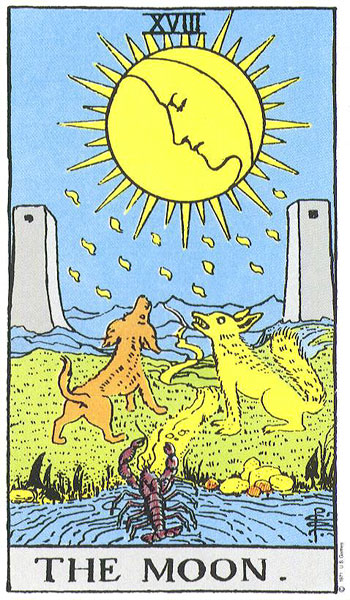 The Moon tarot card (Rider-Waite-Smith)